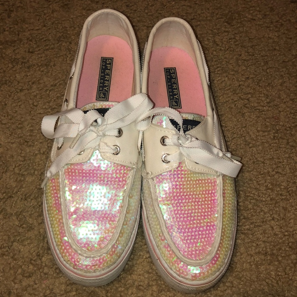 Woman’s size 8 white sequin sperrys